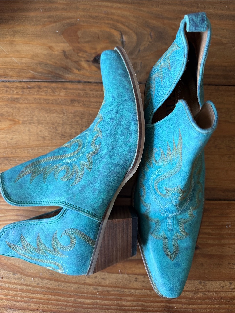 Myra Turquoise Women's Western Ankle Boots - Stylish Cowgirl Look